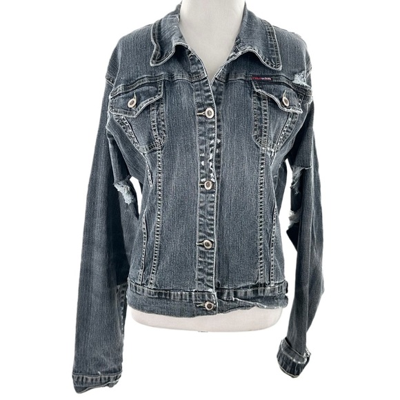 Polo womens jean jacket size M distressed denim Ralph Lauren - Picture 12 of 12